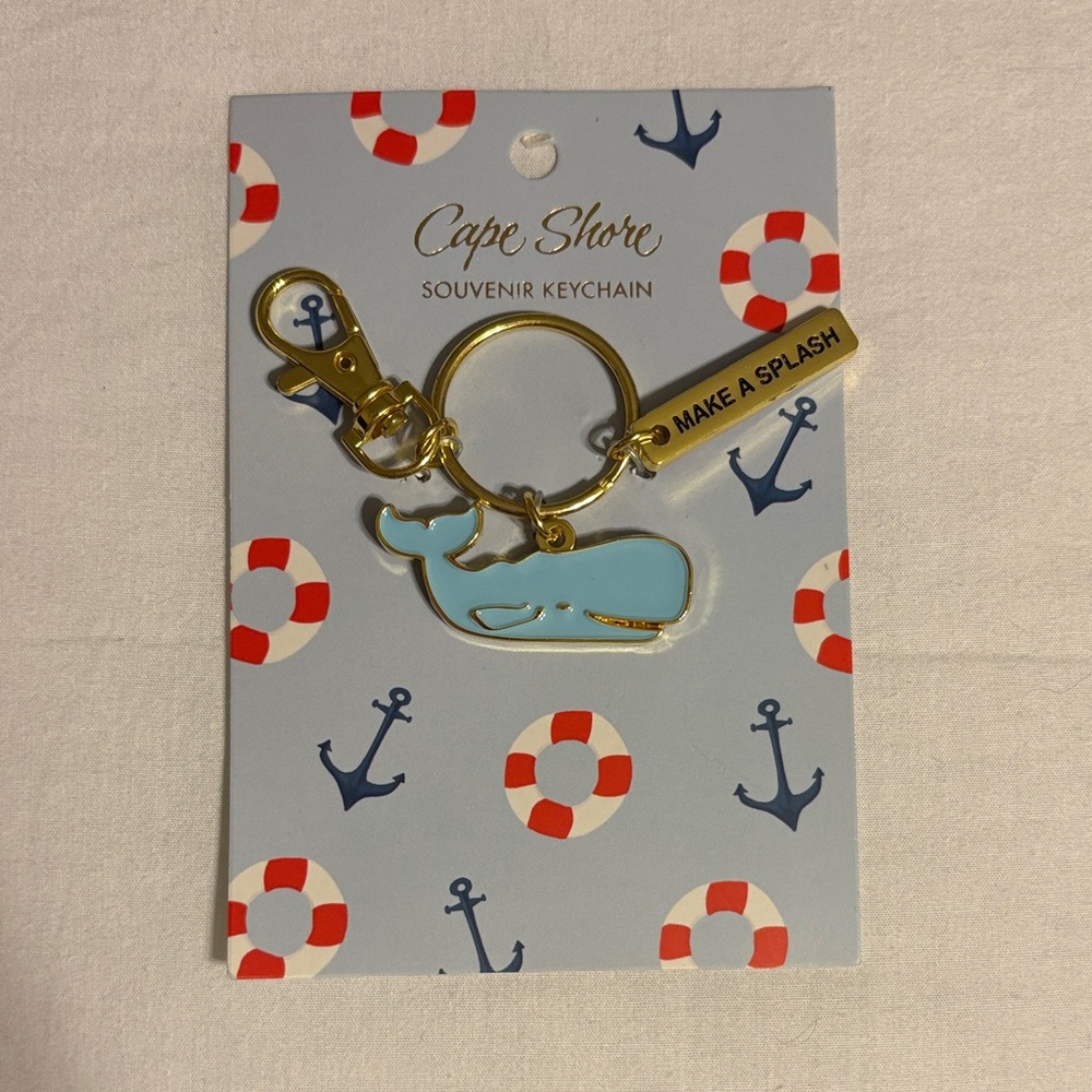 Cape Shore Whale Keychain with Gold Accents